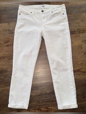 PAIGE White 31 Skinny Jeans Mid Rise Stretch Cropped Cuffed Denim Capri 31”